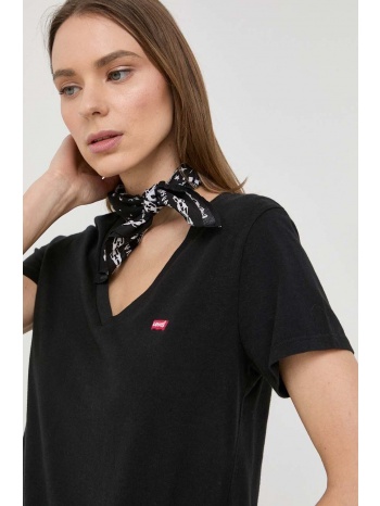 βαμβακερό μπλουζάκι levi`s 2-pack χρώμα μαύρο 100% βαμβάκι