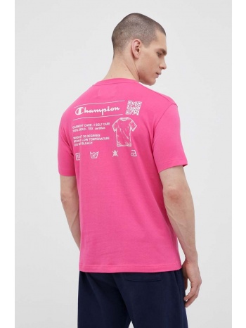 βαμβακερό μπλουζάκι champion χρώμα ροζ 100% βαμβάκι