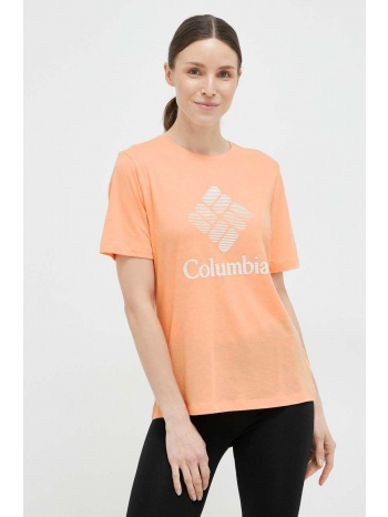 μπλουζάκι columbia χρώμα πορτοκαλί 60% βαμβάκι, 20%