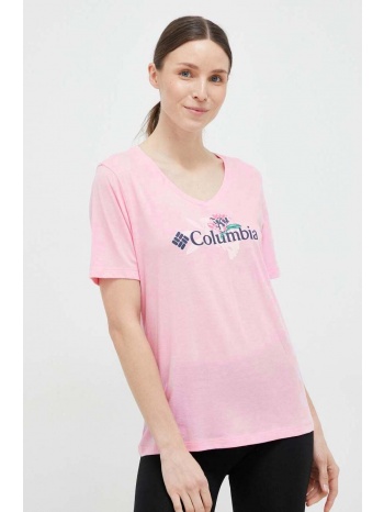 μπλουζάκι columbia χρώμα ροζ 60% βαμβάκι, 20% πολυεστέρας