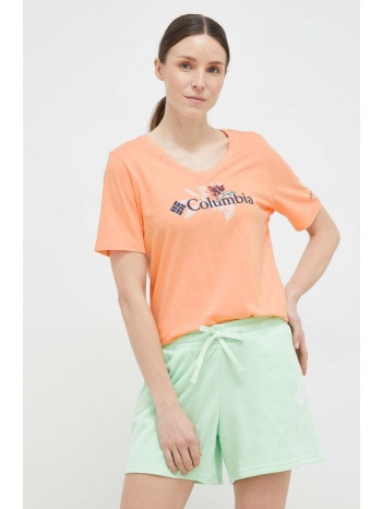 μπλουζάκι columbia χρώμα πορτοκαλί 60% βαμβάκι, 20%