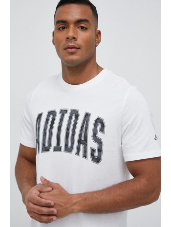 βαμβακερό μπλουζάκι adidas χρώμα άσπρο κύριο υλικό 100%