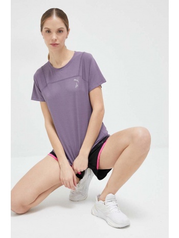 μπλουζάκι για τρέξιμο puma seasons χρώμα μοβ 86% νάιλον