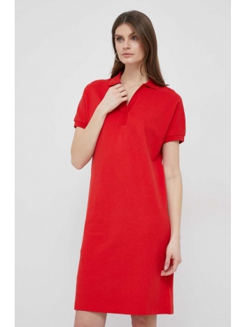 φόρεμα tommy hilfiger χρώμα κόκκινο 65% lyocell, 32%