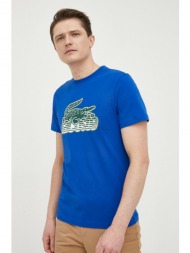 βαμβακερό μπλουζάκι lacoste χρώμα: ναυτικό μπλε 100% βαμβάκι