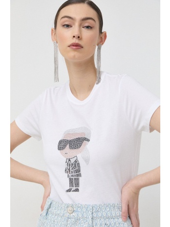 βαμβακερό μπλουζάκι karl lagerfeld χρώμα άσπρο 100%