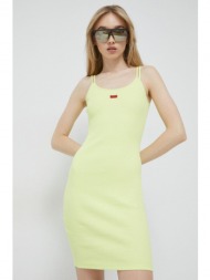 φόρεμα hugo χρώμα: κίτρινο 98% βαμβάκι, 2% σπαντέξ