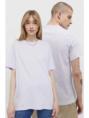 βαμβακερό μπλουζάκι converse χρώμα μοβ 100% βαμβάκι