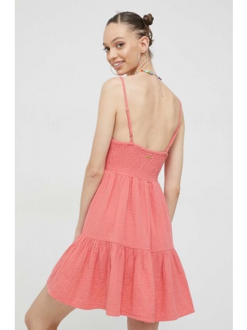 βαμβακερό φόρεμα billabong χρώμα ροζ 100% βαμβάκι