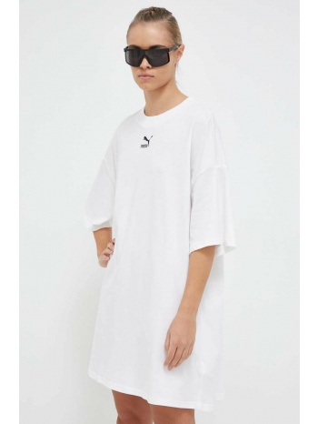 βαμβακερό φόρεμα puma χρώμα άσπρο 100% βαμβάκι