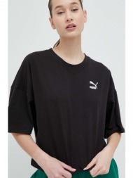 βαμβακερό μπλουζάκι puma χρώμα: μαύρο 100% βαμβάκι