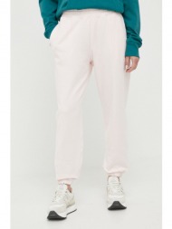 βαμβακερό παντελόνι new balance χρώμα: ροζ 100% βαμβάκι