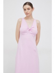 βαμβακερό φόρεμα deha χρώμα: ροζ 100% βαμβάκι