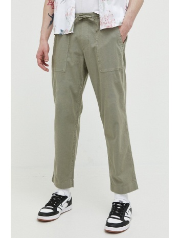 παντελόνι με λινό μείγμα abercrombie & fitch χρώμα πράσινο