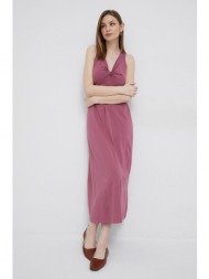 βαμβακερό φόρεμα deha χρώμα: ροζ 100% βαμβάκι
