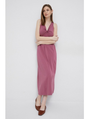 βαμβακερό φόρεμα deha χρώμα ροζ 100% βαμβάκι