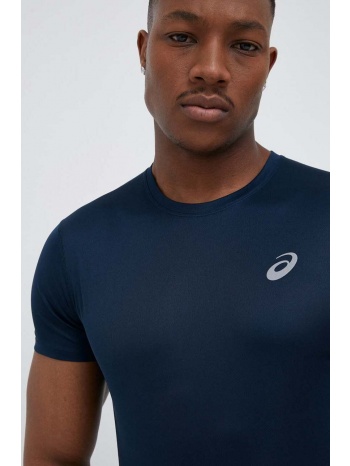 μπλουζάκι για τρέξιμο asics core χρώμα ναυτικό μπλε 100%