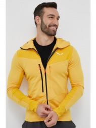 αθλητική μπλούζα salewa agner pl χρώμα: κίτρινο, με κουκούλα κύριο υλικό: 94% ανακυκλωμένος πολυεστέ