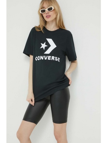 βαμβακερό μπλουζάκι converse χρώμα μαύρο 100% βαμβάκι