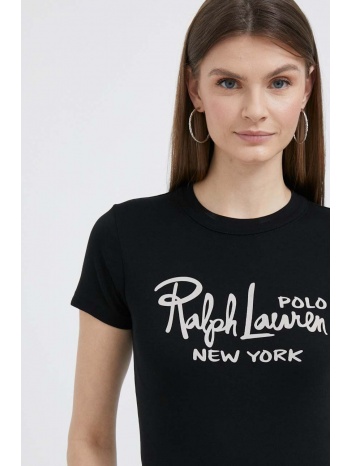 βαμβακερό μπλουζάκι polo ralph lauren χρώμα μαύρο 100%