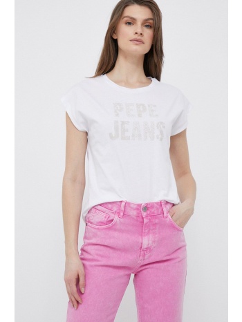 βαμβακερό μπλουζάκι pepe jeans χρώμα άσπρο 100% βαμβάκι