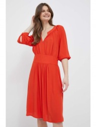 φόρεμα united colors of benetton χρώμα: πορτοκαλί 100% βισκόζη