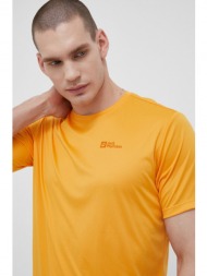 αθλητικό μπλουζάκι jack wolfskin tech χρώμα: πορτοκαλί 100% πολυεστέρας