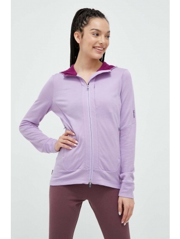 αθλητική μπλούζα icebreaker χρώμα μοβ, με κουκούλα 100%