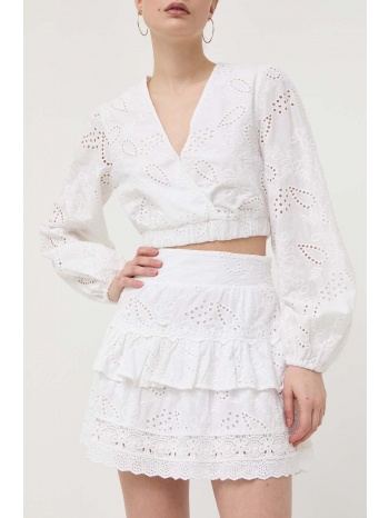 βαμβακερή φούστα guess χρώμα άσπρο 100% βαμβάκι