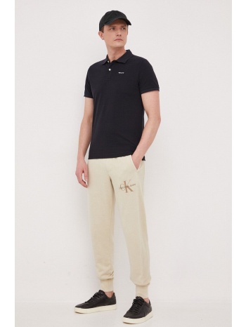 βαμβακερό παντελόνι calvin klein jeans χρώμα μπεζ 100%