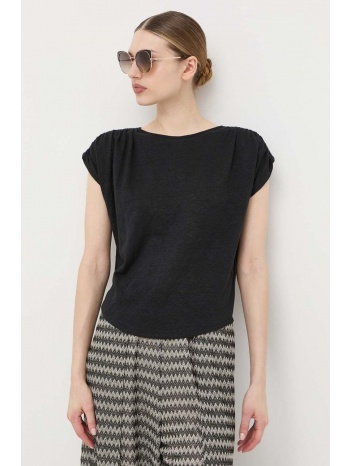λευκό μπλουζάκι max mara leisure χρώμα μαύρο 95% λινάρι