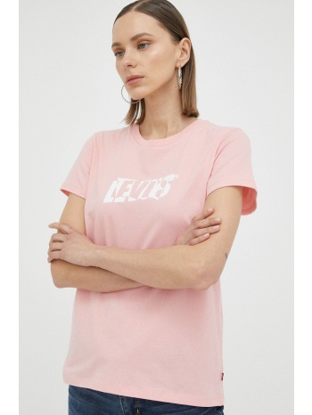 βαμβακερό μπλουζάκι levi`s χρώμα ροζ 100% βαμβάκι
