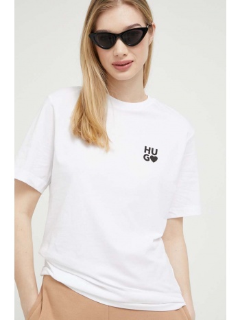 βαμβακερό μπλουζάκι hugo χρώμα άσπρο 100% βαμβάκι