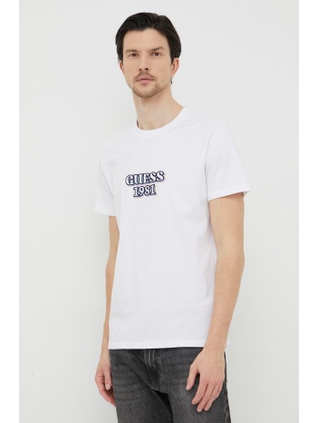 βαμβακερό μπλουζάκι guess χρώμα άσπρο 50% βαμβάκι, 50%