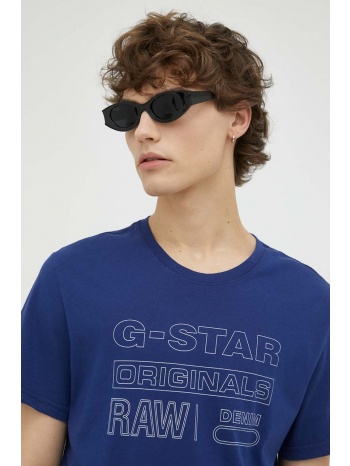 βαμβακερό μπλουζάκι g-star raw χρώμα ναυτικό μπλε 100%