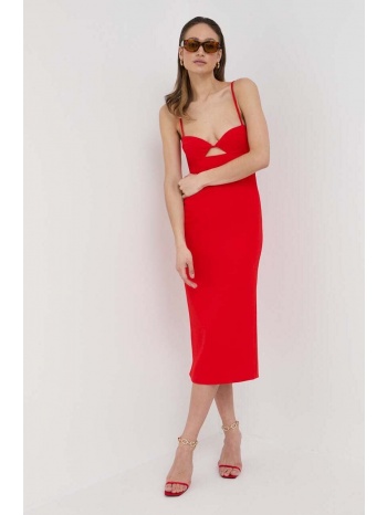 φόρεμα bardot χρώμα κόκκινο κύριο υλικό 100%
