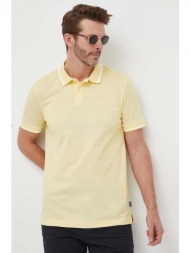 βαμβακερό μπλουζάκι πόλο boss χρώμα: κίτρινο 100% βαμβάκι