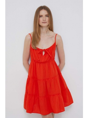 βαμβακερό φόρεμα gap χρώμα πορτοκαλί 100% βαμβάκι