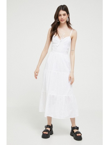 βαμβακερό φόρεμα hollister co. χρώμα άσπρο κύριο υλικό