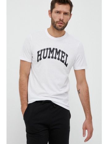 βαμβακερό μπλουζάκι hummel χρώμα άσπρο 100% οργανικό