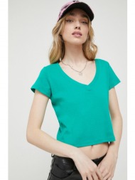 βαμβακερό μπλουζάκι hollister co. χρώμα: πράσινο 100% βαμβάκι