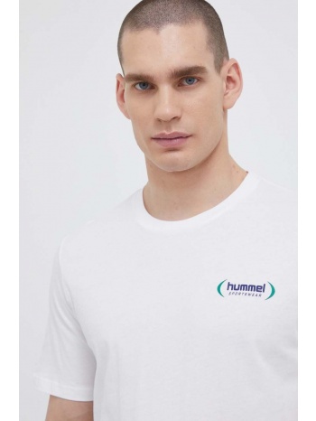 βαμβακερό μπλουζάκι hummel χρώμα άσπρο 100% βαμβάκι