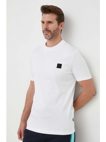 βαμβακερό μπλουζάκι boss χρώμα άσπρο κύριο υλικό 100%