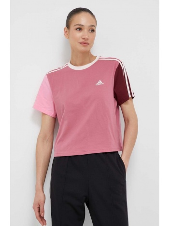 βαμβακερό μπλουζάκι adidas χρώμα ροζ κύριο υλικό 100%
