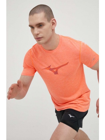 μπλουζάκι για τρέξιμο mizuno core rb χρώμα πορτοκαλί 100%