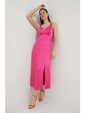 φόρεμα united colors of benetton χρώμα ροζ 100% πολυεστέρας
