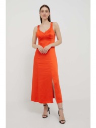 φόρεμα united colors of benetton χρώμα: πορτοκαλί 100% πολυεστέρας