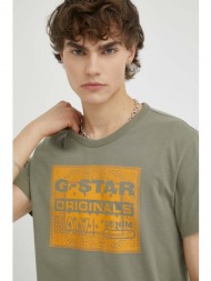 βαμβακερό μπλουζάκι g-star raw χρώμα: πράσινο 100% οργανικό βαμβάκι