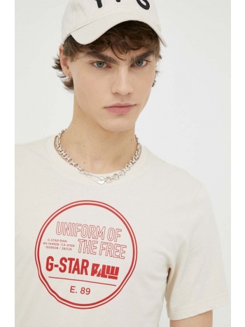 βαμβακερό μπλουζάκι g-star raw χρώμα μπεζ 100% οργανικό