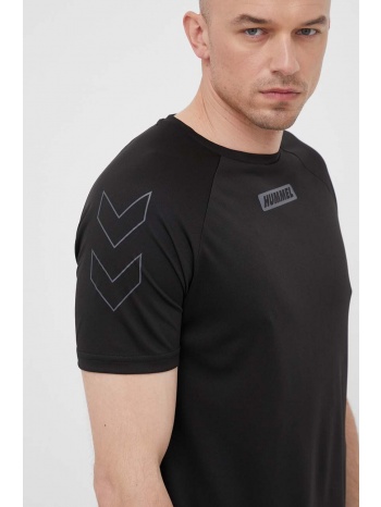 μπλουζάκι προπόνησης hummel topaz χρώμα μαύρο 100%